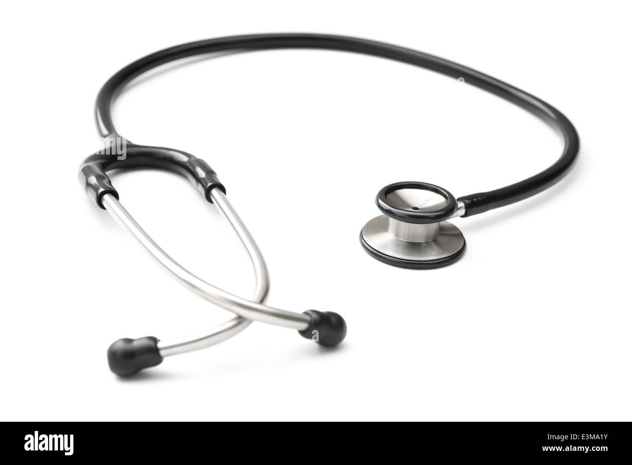 black stethoscope on a white background horizontal Stock Photo - Alamy