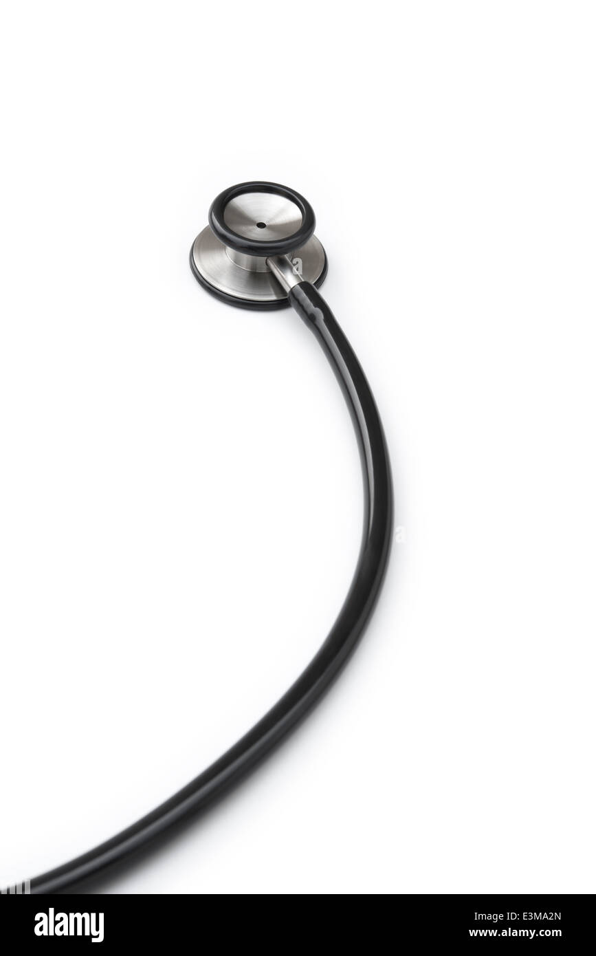 black stethoscope on a white background vertical Stock Photo - Alamy