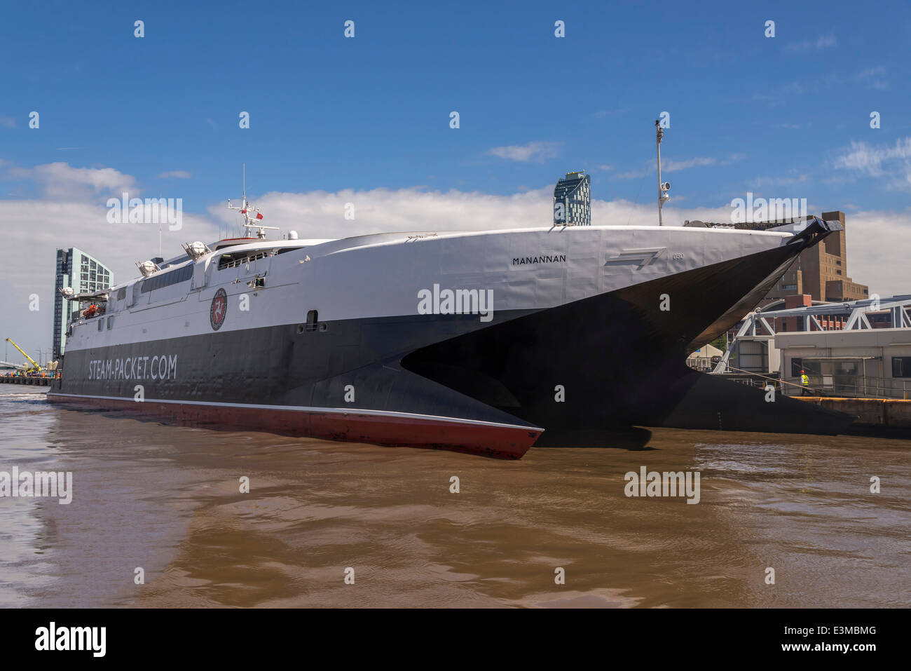 The Isle of Man ferry the Manannan catamaran leaves Liverpool
