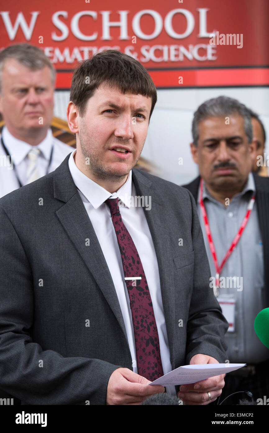 Press conference held at Park View School, Birmingham in the light of the Trojan scandal, pictured, Lee Donaghy. Stock Photo