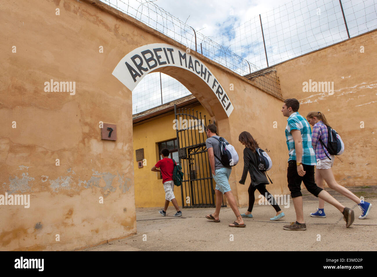 Arbeit Macht Frei, the inscription above the gate of the Small Fortress Terezin, Czech Republic Stock Photo