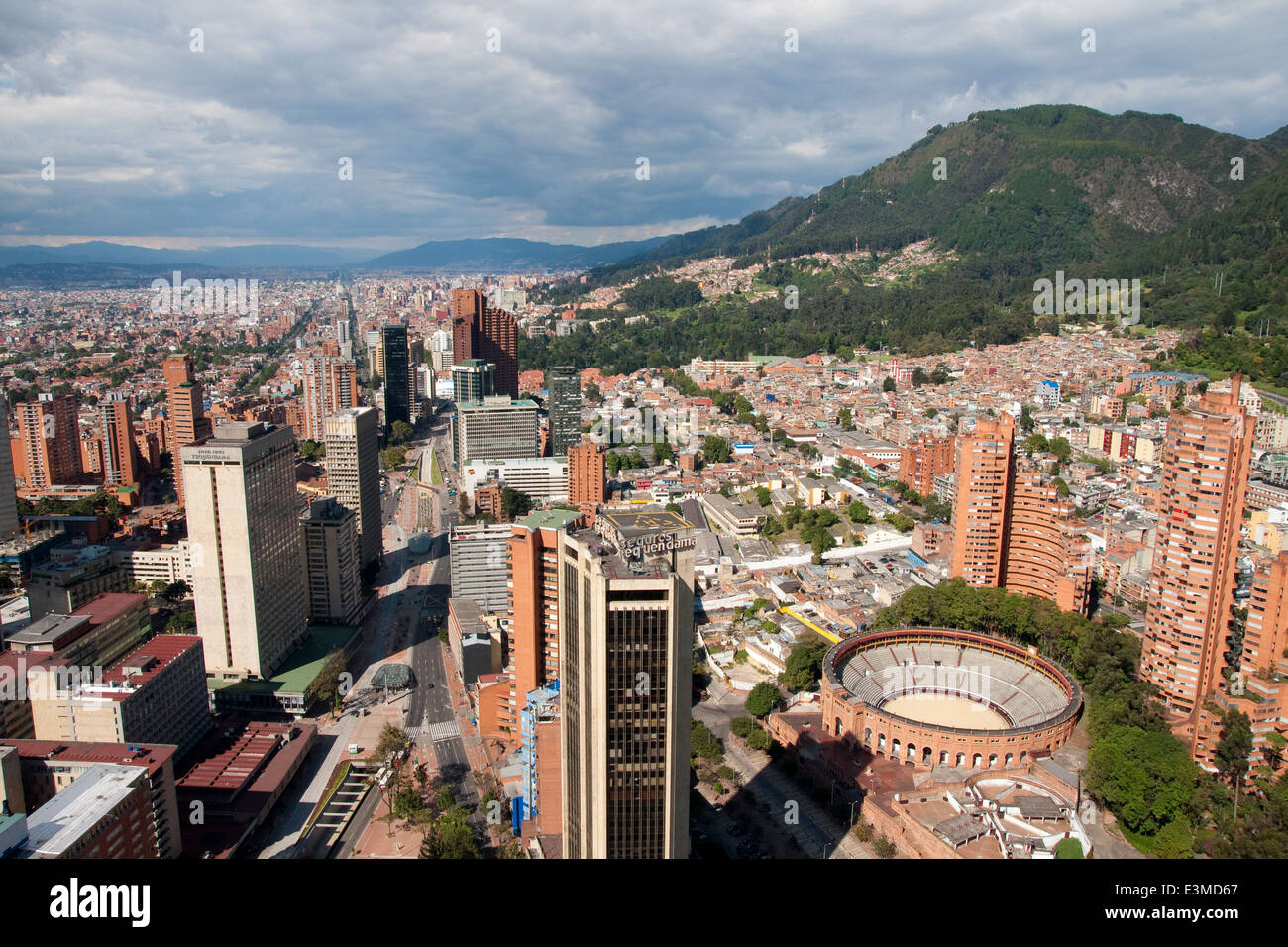 View of Bogota with the Santamaria bullring (Colombia) Stock Photo