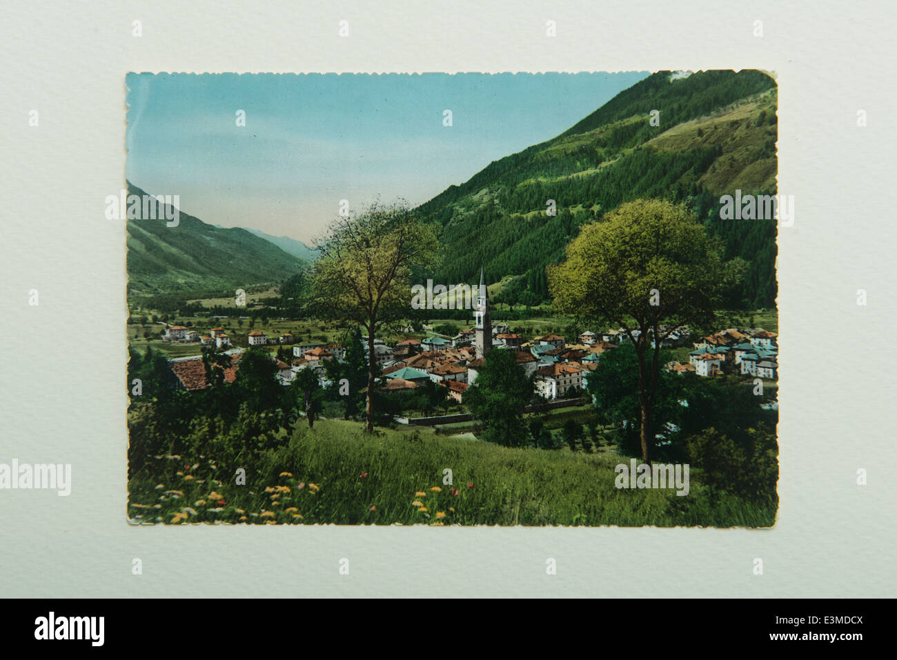Pinzolo in an old post card Stock Photo