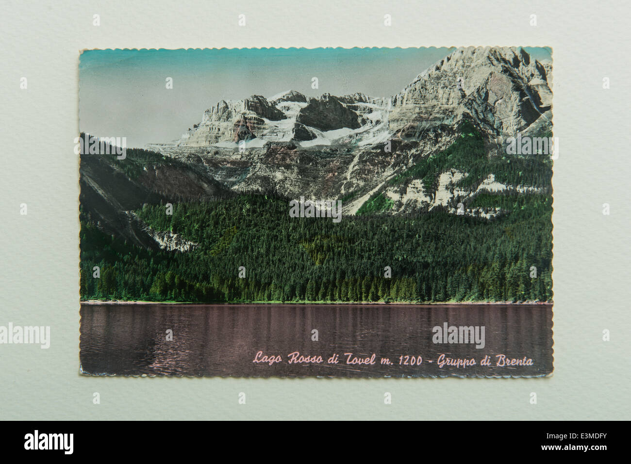 Pinzolo in an old post card Stock Photo