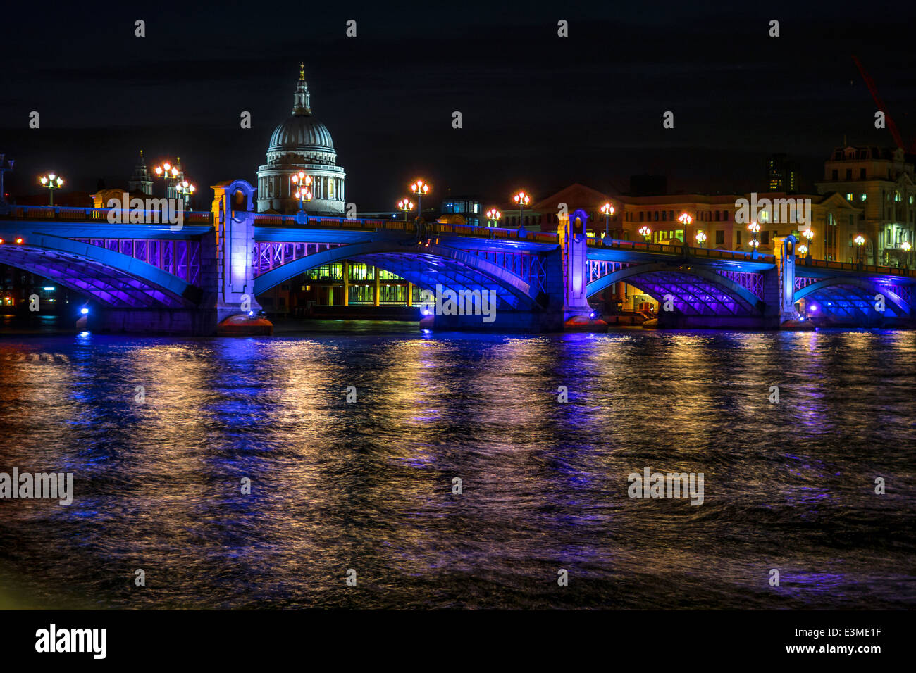 Southwark Bridge River Thames St Pauls Cathedral  London Stock Photo