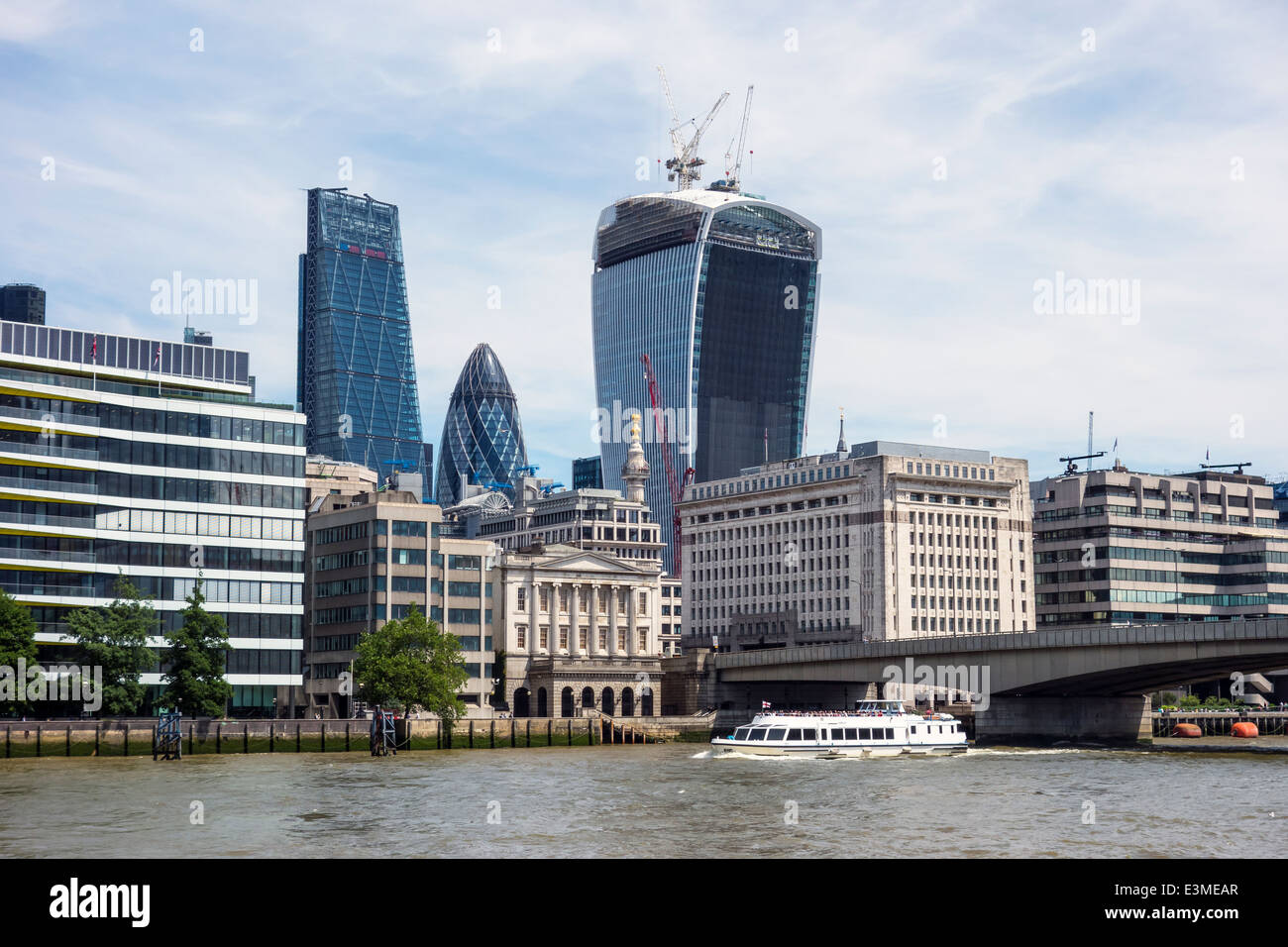 London River Thames The City The Gherkin Walkie Talkie Building Stock Photo