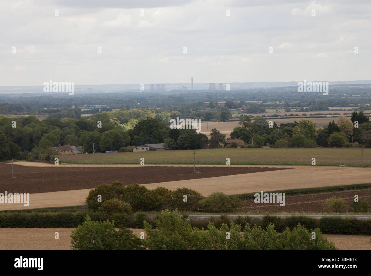 Didcot Power Station across the fields, from Folly Hill, Faringdon Stock Photo