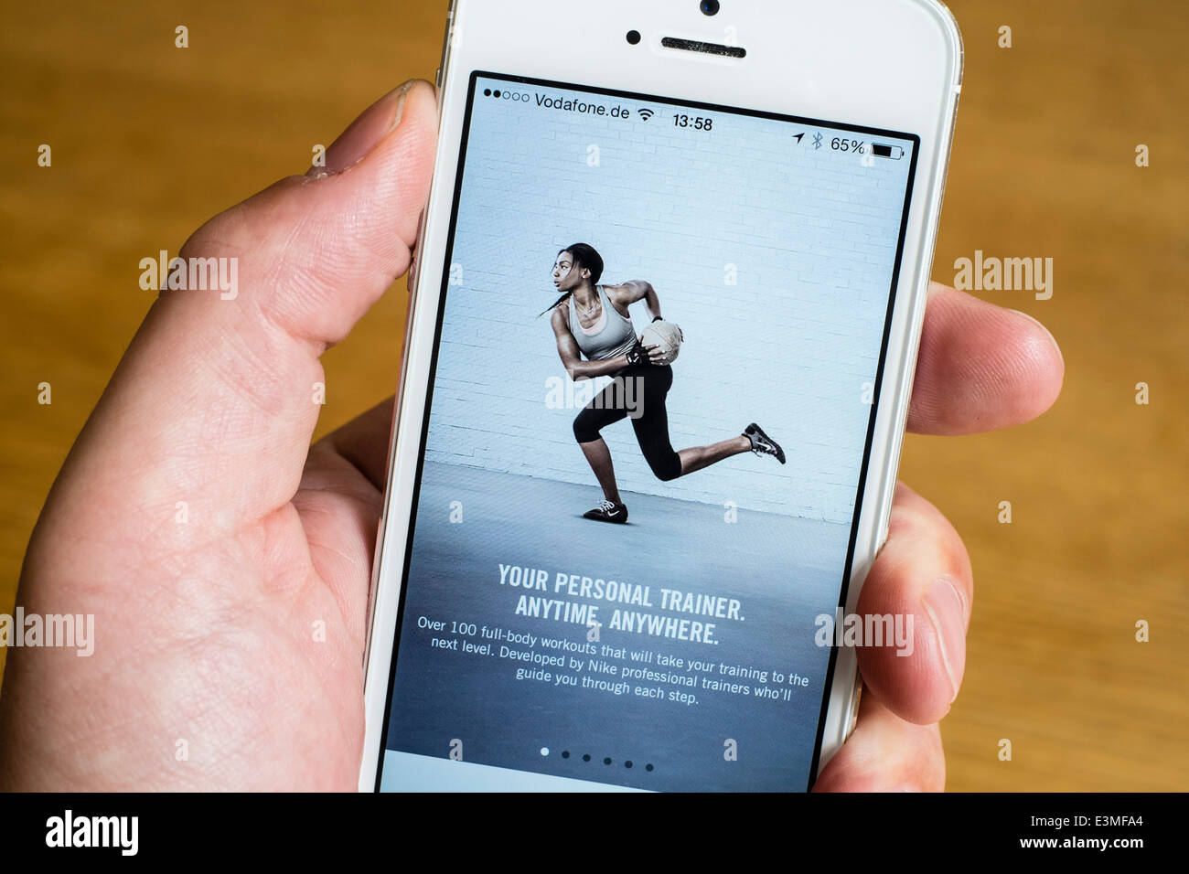 Detail of Nike health and finess app on iPhone smart phone Stock Photo