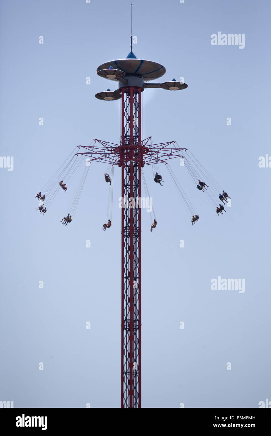 chain swing ride in amusement park Stock Photo