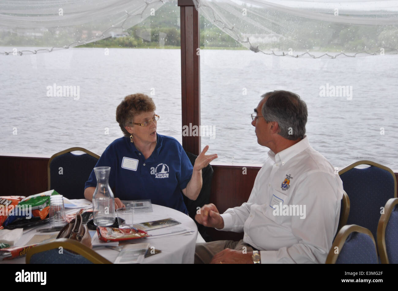 St. Louis River Alliance Executive Director Julene Boe and USFWS Regional Director Tom Melius. USFWS Photo Stock Photo