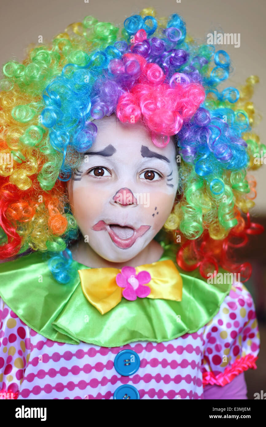 Litlle clown girl Stock Photo