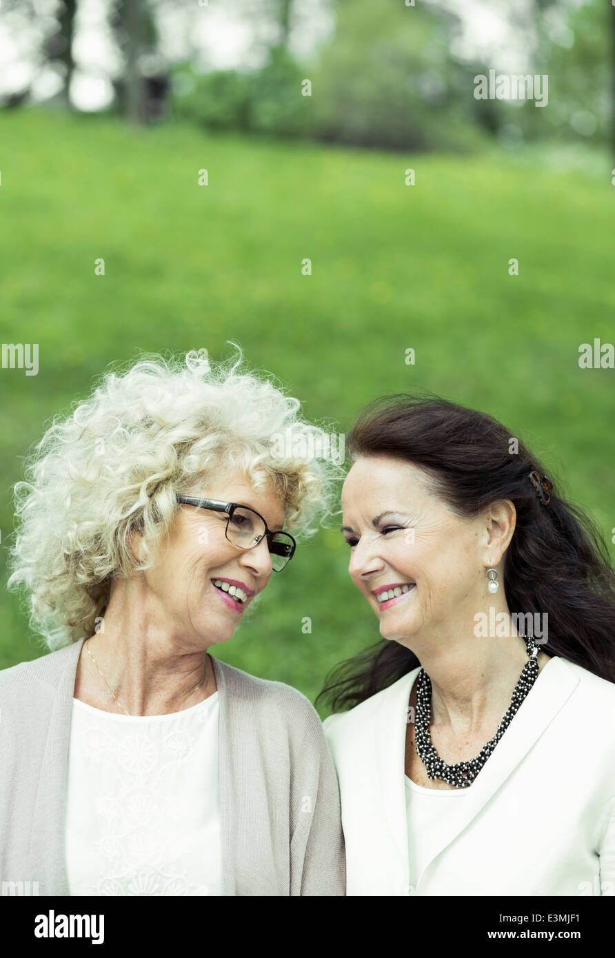 Happy senior women in park Stock Photo - Alamy