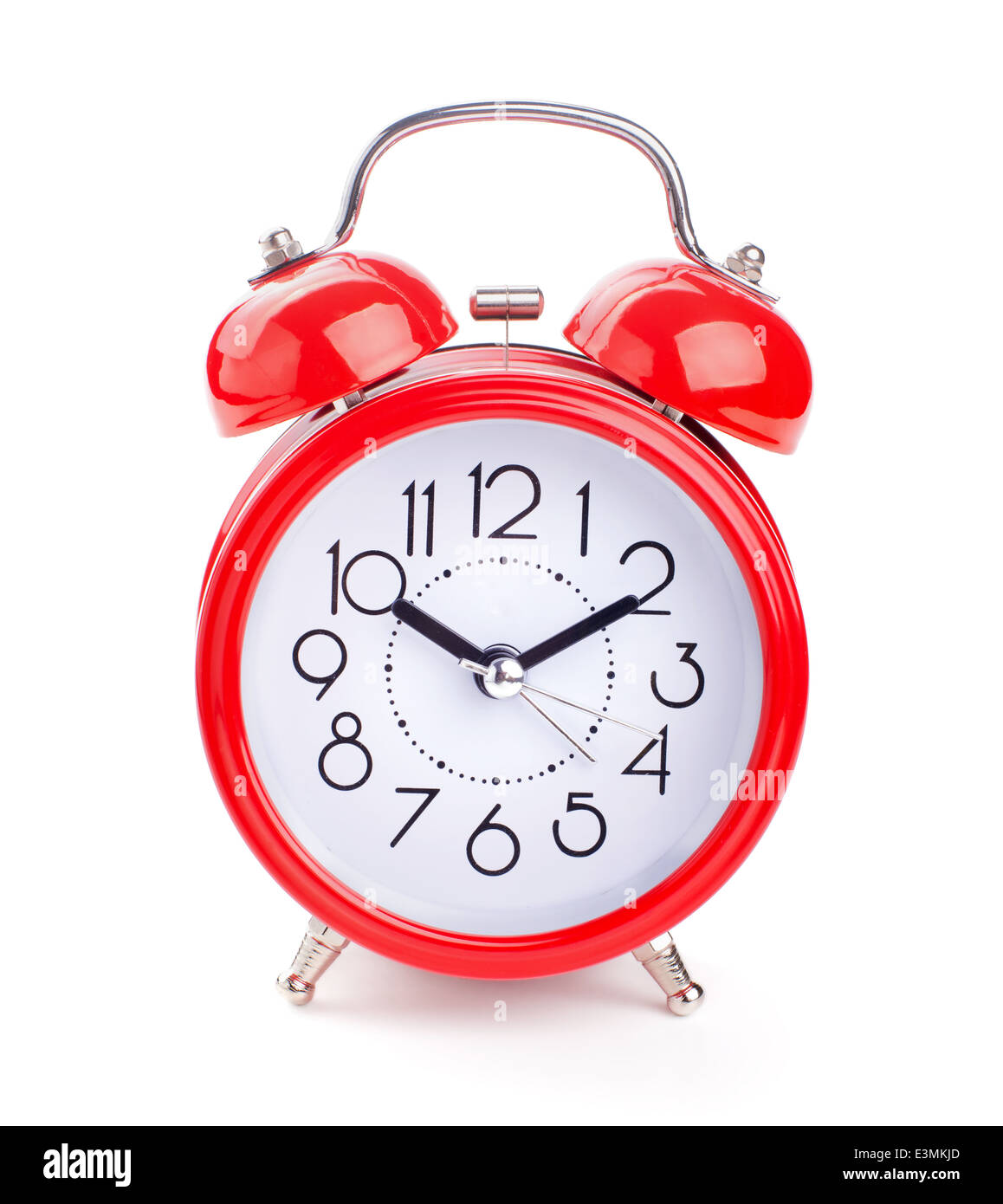 red alarm clock isolated on white background Stock Photo