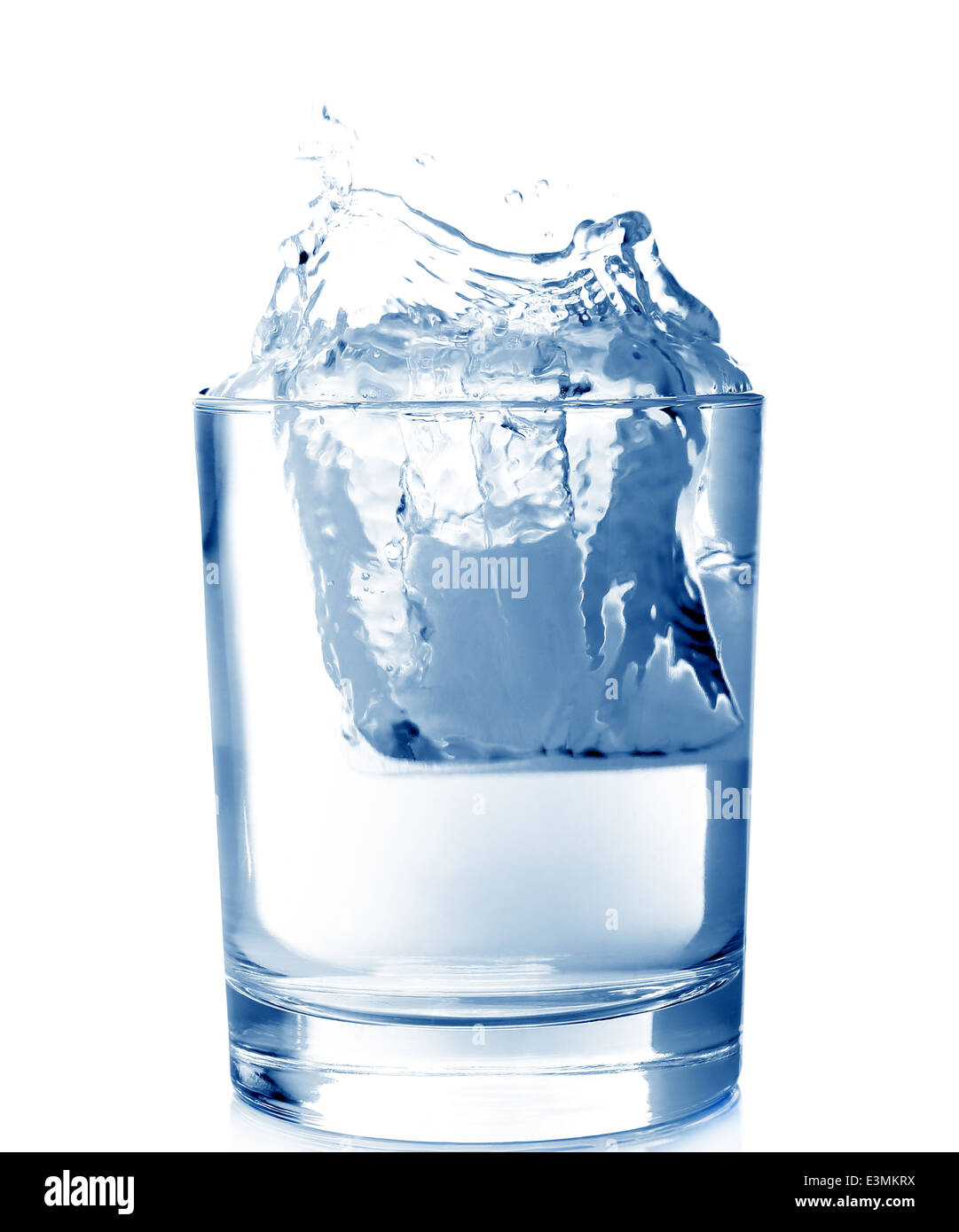 Ice in glass of water with splash on white background Stock Photo - Alamy