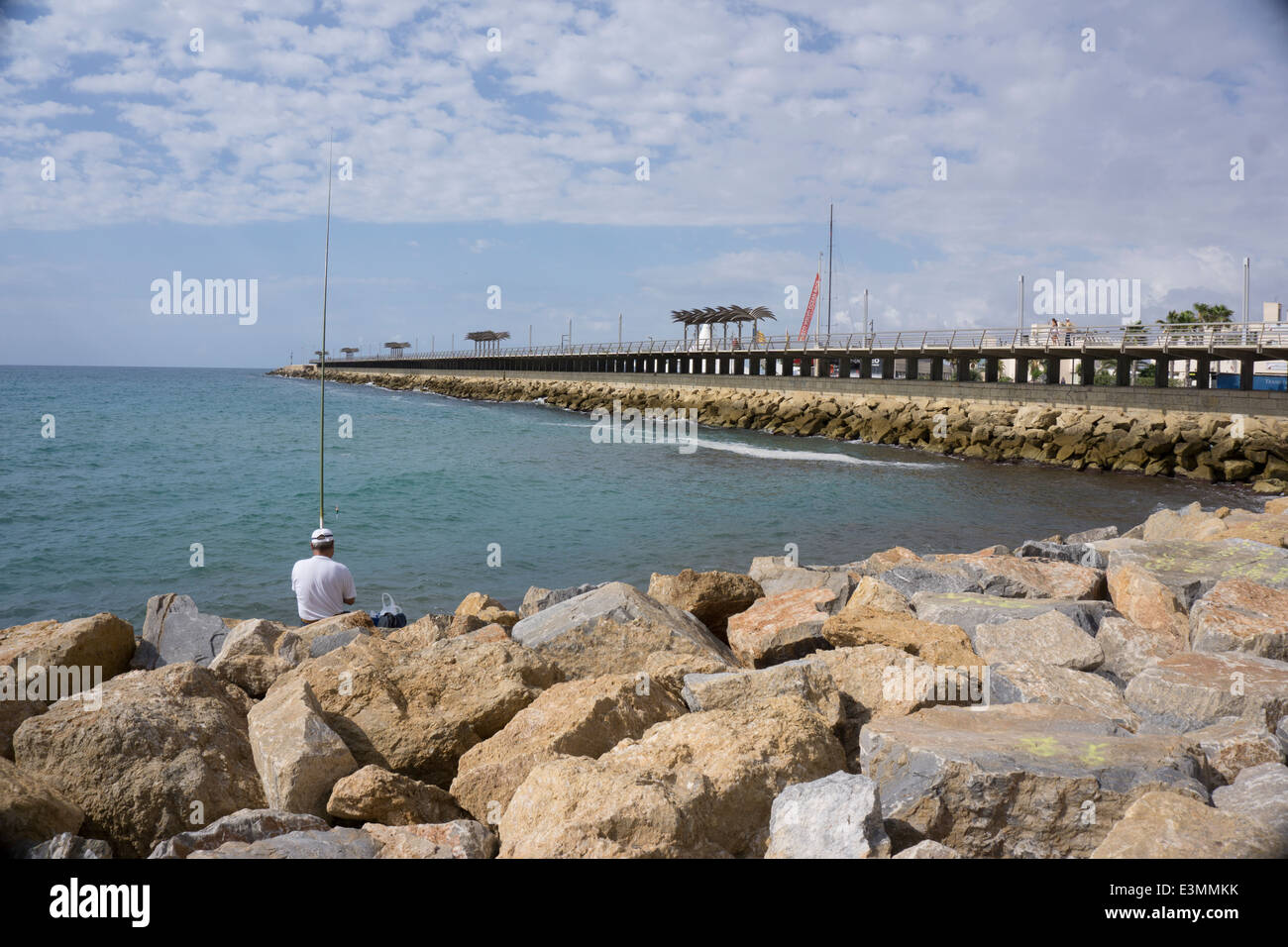 Man Fishing Alicante Spain Stock Photo Alamy