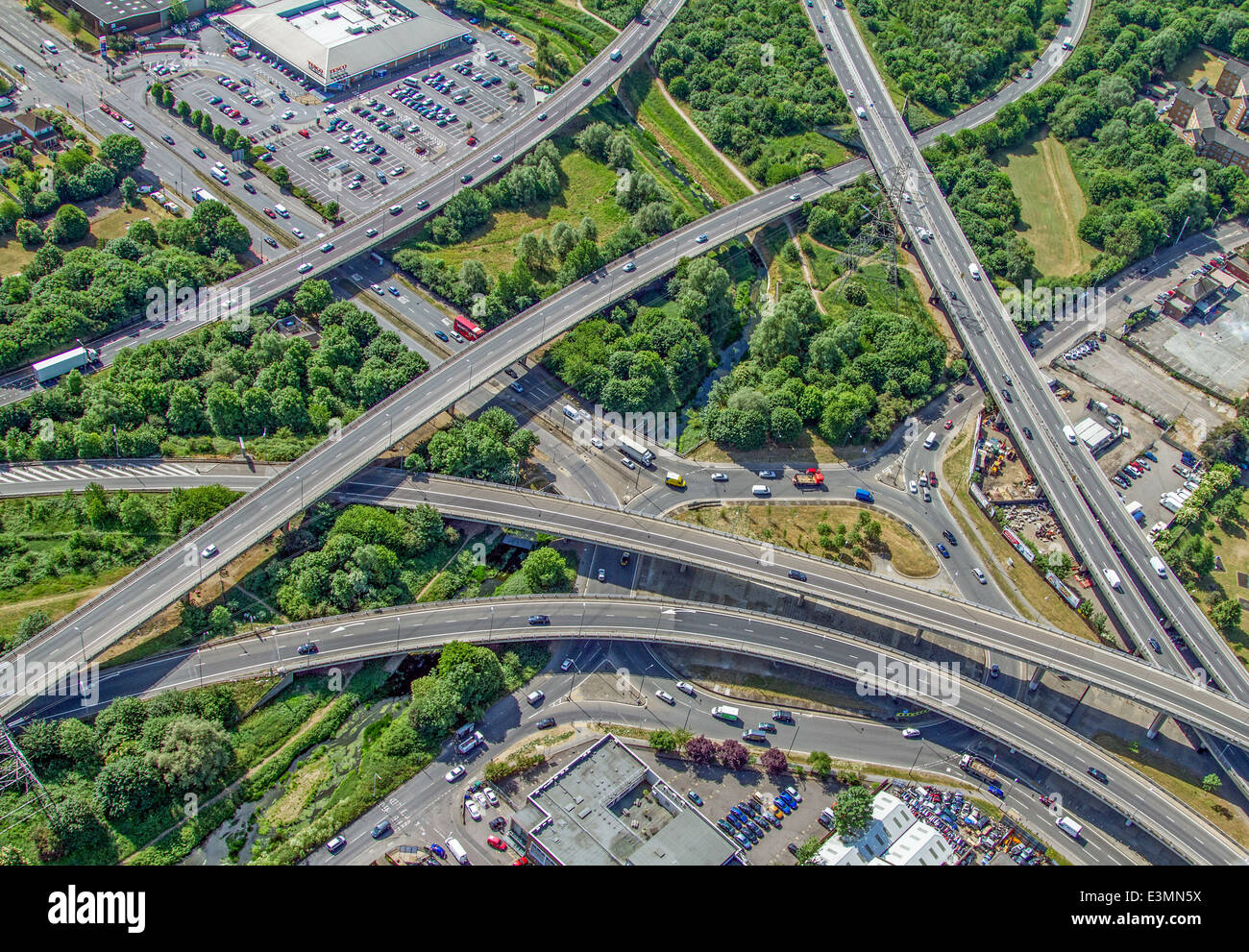 South Woodford London aerial view of M11 interchange Stock Photo
