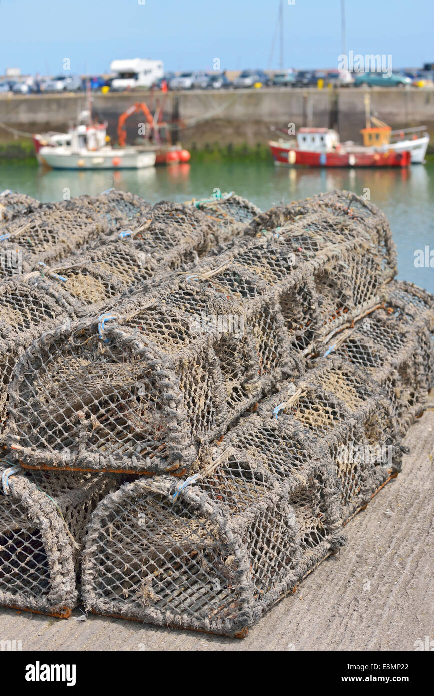 groups of traditional traps for capture fisheries and seafood on the ireland coast Stock Photo
