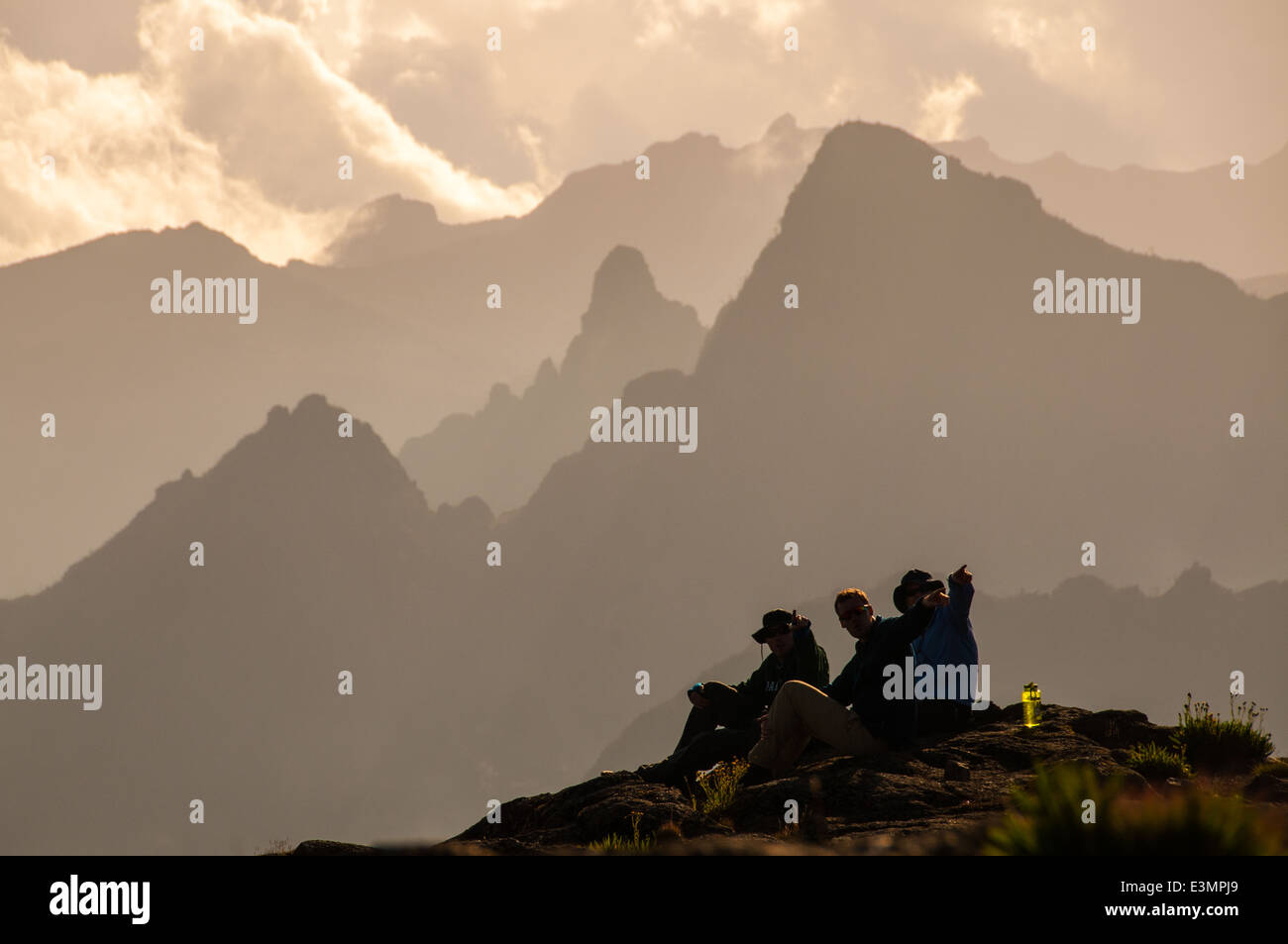 Looking at Kilimanjaro with Shira Cathedral in background Stock Photo