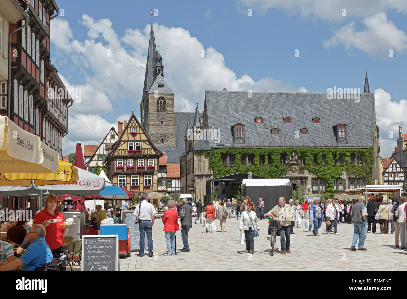 market square, Quedlinburg, Saxony Anhalt, Germany Stock Photo
