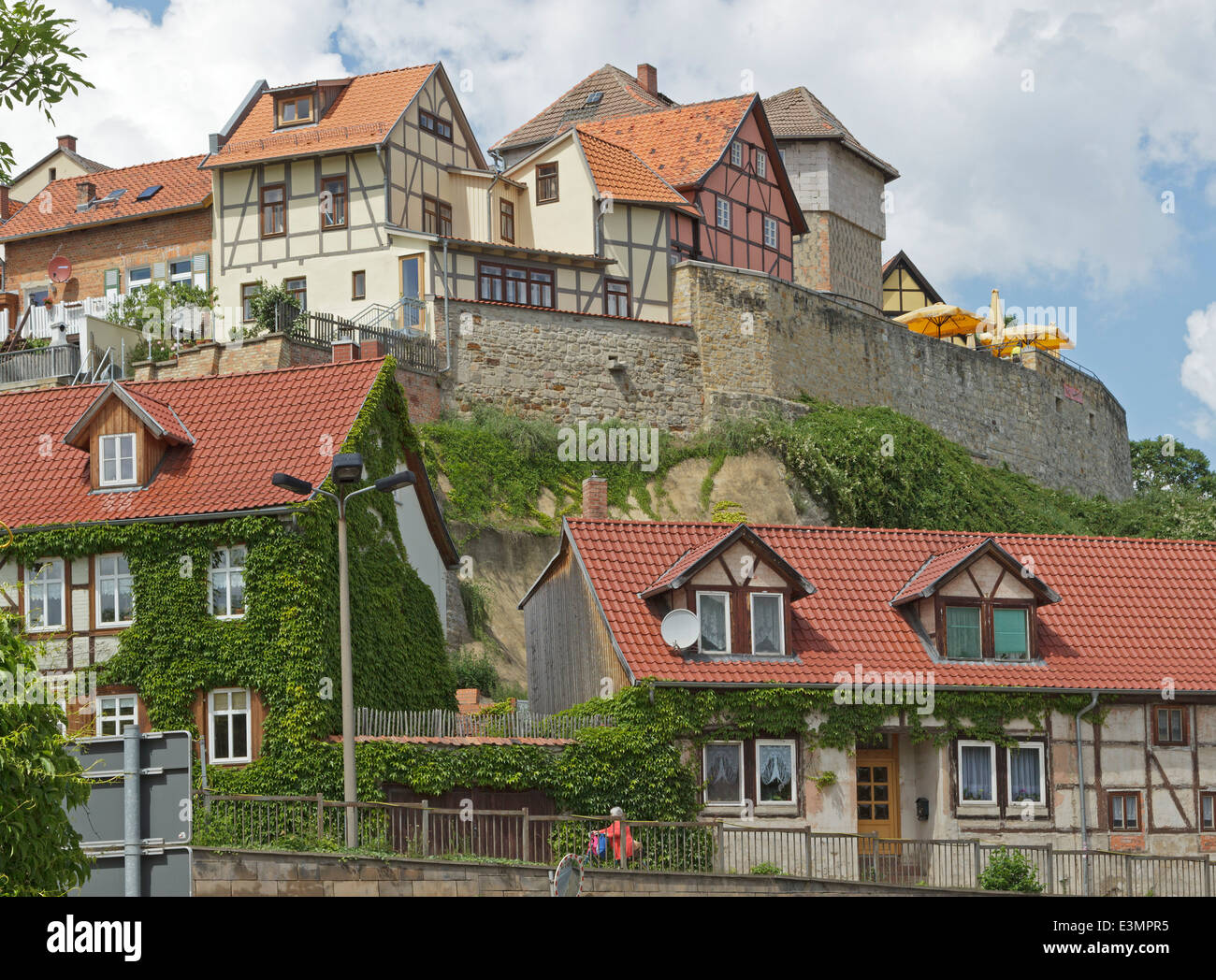frame houses on Muenzenberg, Quedlinburg, Saxony Anhalt, Germany Stock Photo