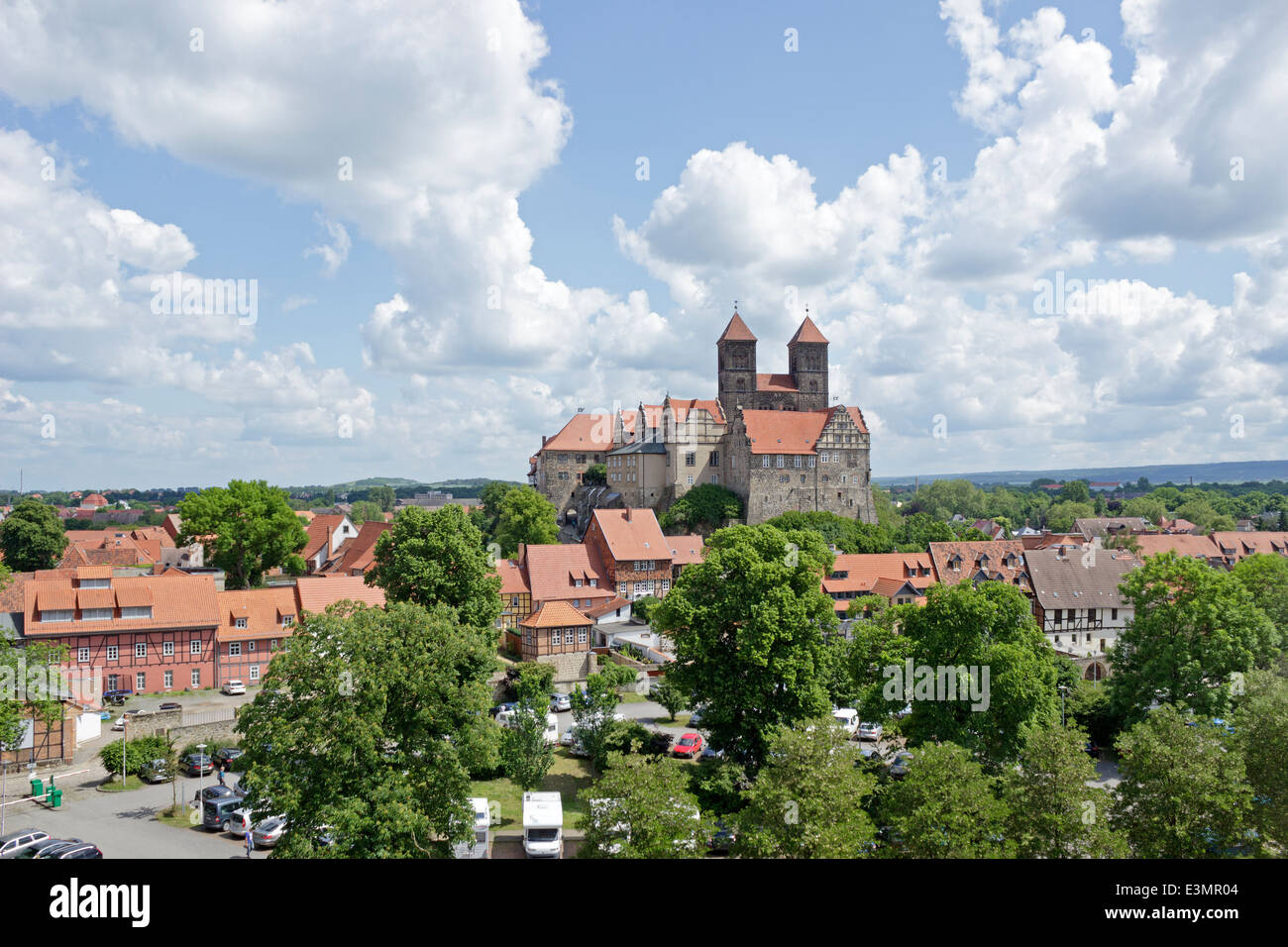 Castle and St. Servitii Church, world cultural heritage Quedlinburg, Saxony Anhalt, Germany Stock Photo