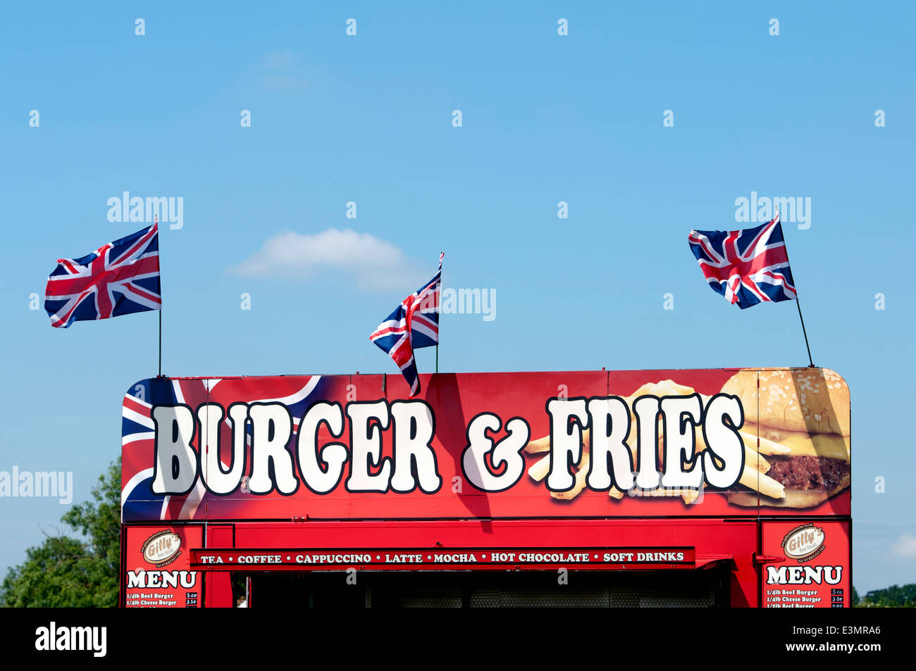 Burger and fries stall, UK Stock Photo