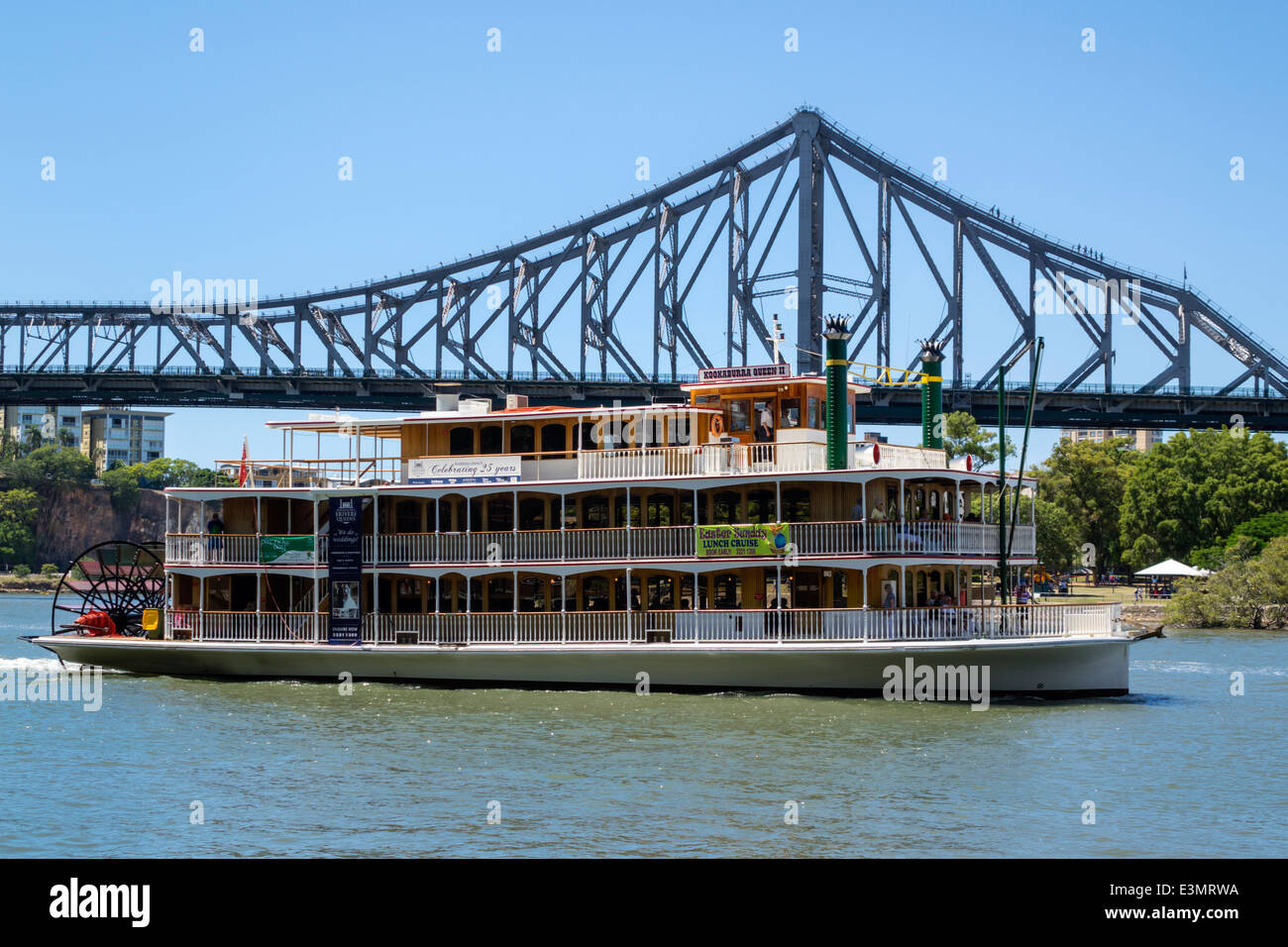 Brisbane Australia,Brisbane River,Story Bridge,Kookaburra River Queen,sternwheeler,boat,AU140316015 Stock Photo