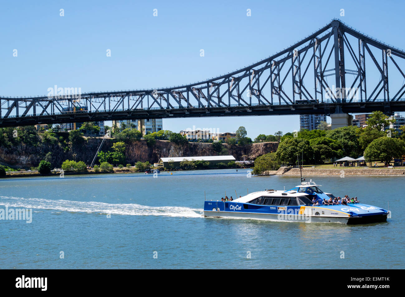 Brisbane Australia,Brisbane River,Story Bridge,CityFerries,ferry,TransLink,Trans Link,CityCat,service,AU140316018 Stock Photo
