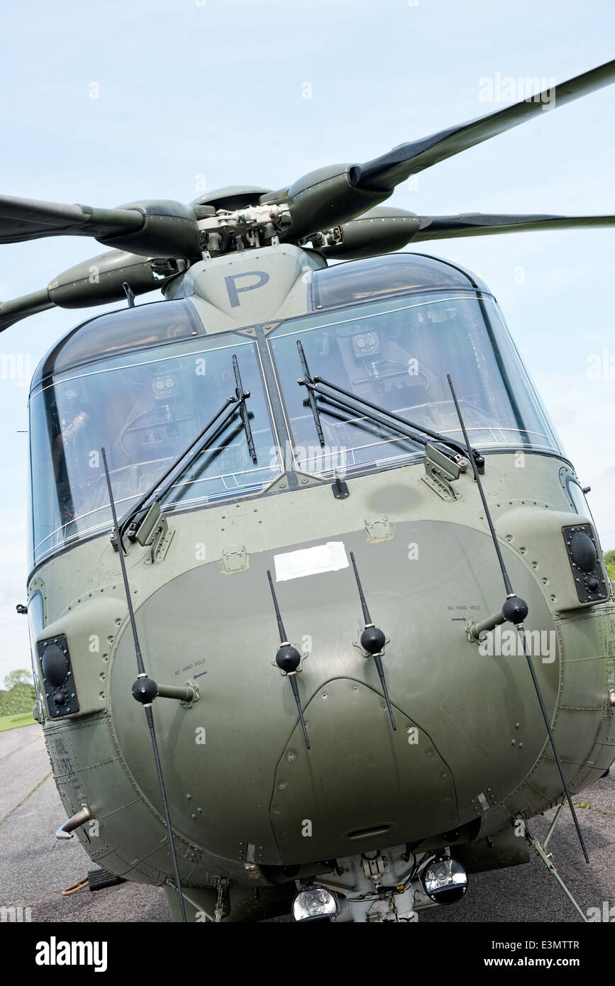The front of an RAF AugustaWestland AW101 Merlin medium lift helicopter Stock Photo