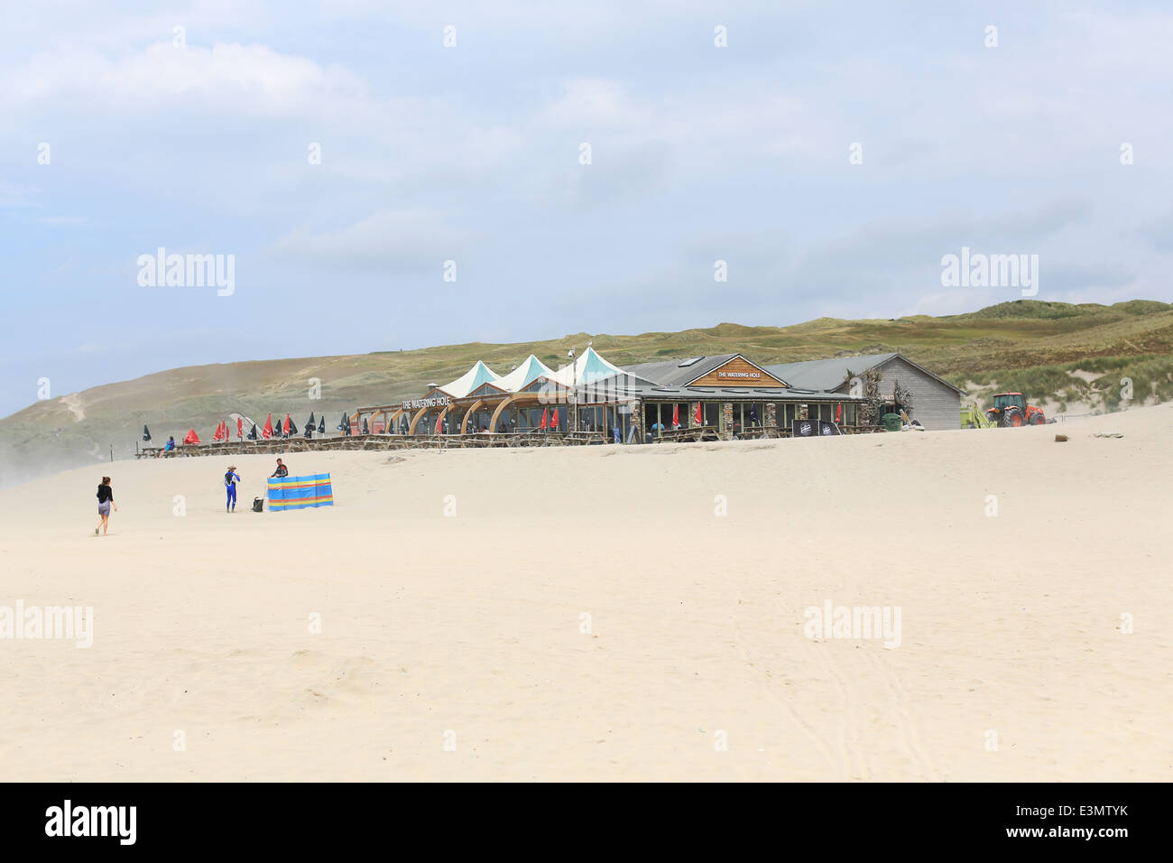 The Watering Hole pub on the beach at Perranporth, Cornwall Stock Photo