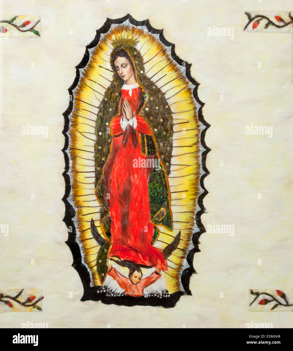 Reina de Mexico, feather artwork by Ruth Alejandra Oñate Rodriguez Stock Photo