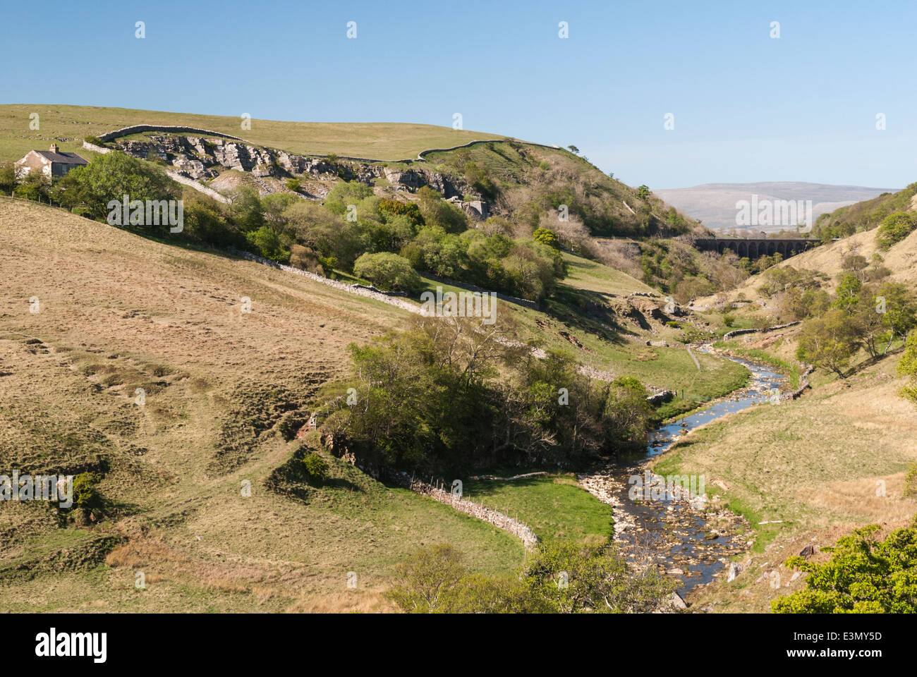 A view of Smardale Gill in Cumbria England, with the Viaduct in the background Stock Photo