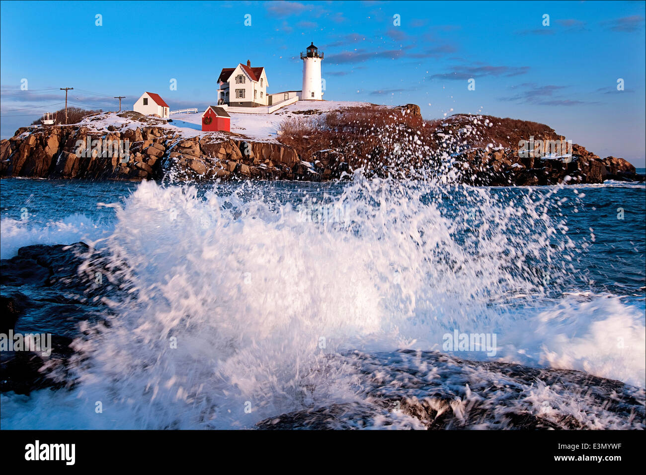 Maine's Cape Neddick (Nubble) Lighthouse guides mariners at high tides