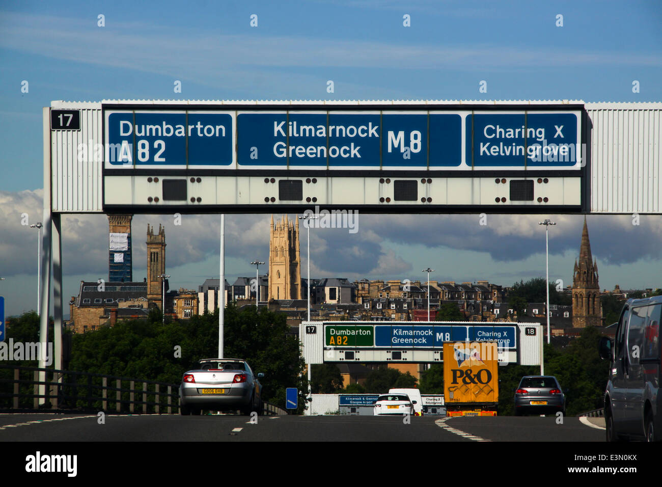 M8 Junction 17 motorway sign Glasgow Stock Photo Alamy