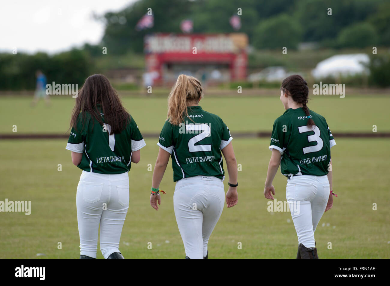 Exeter University polo players with numbered shirts at the National