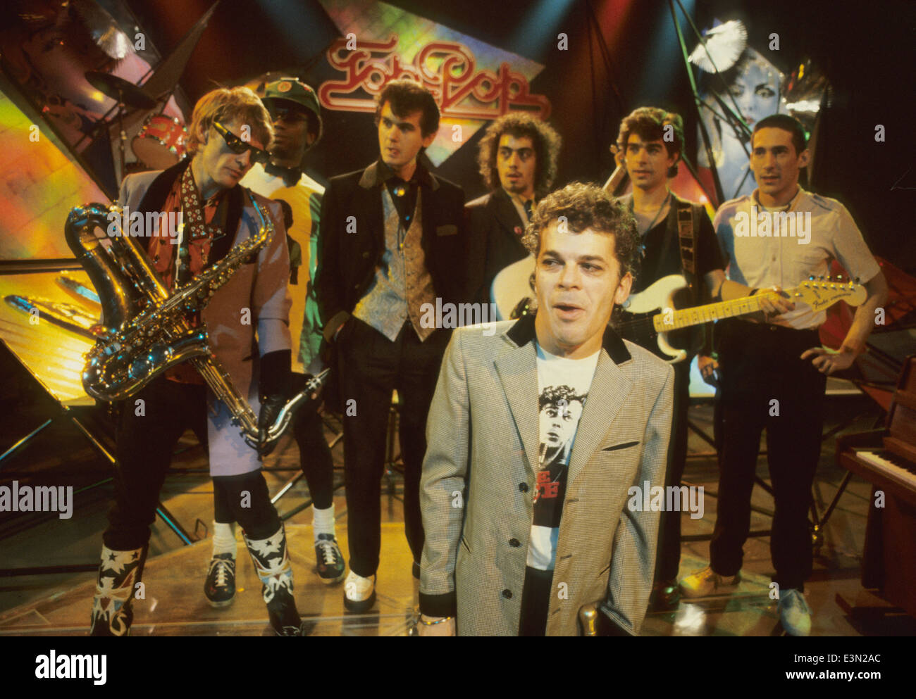 IAN DURY AND THE BLOCKHEADS UK rock group about 1980. Stock Photo