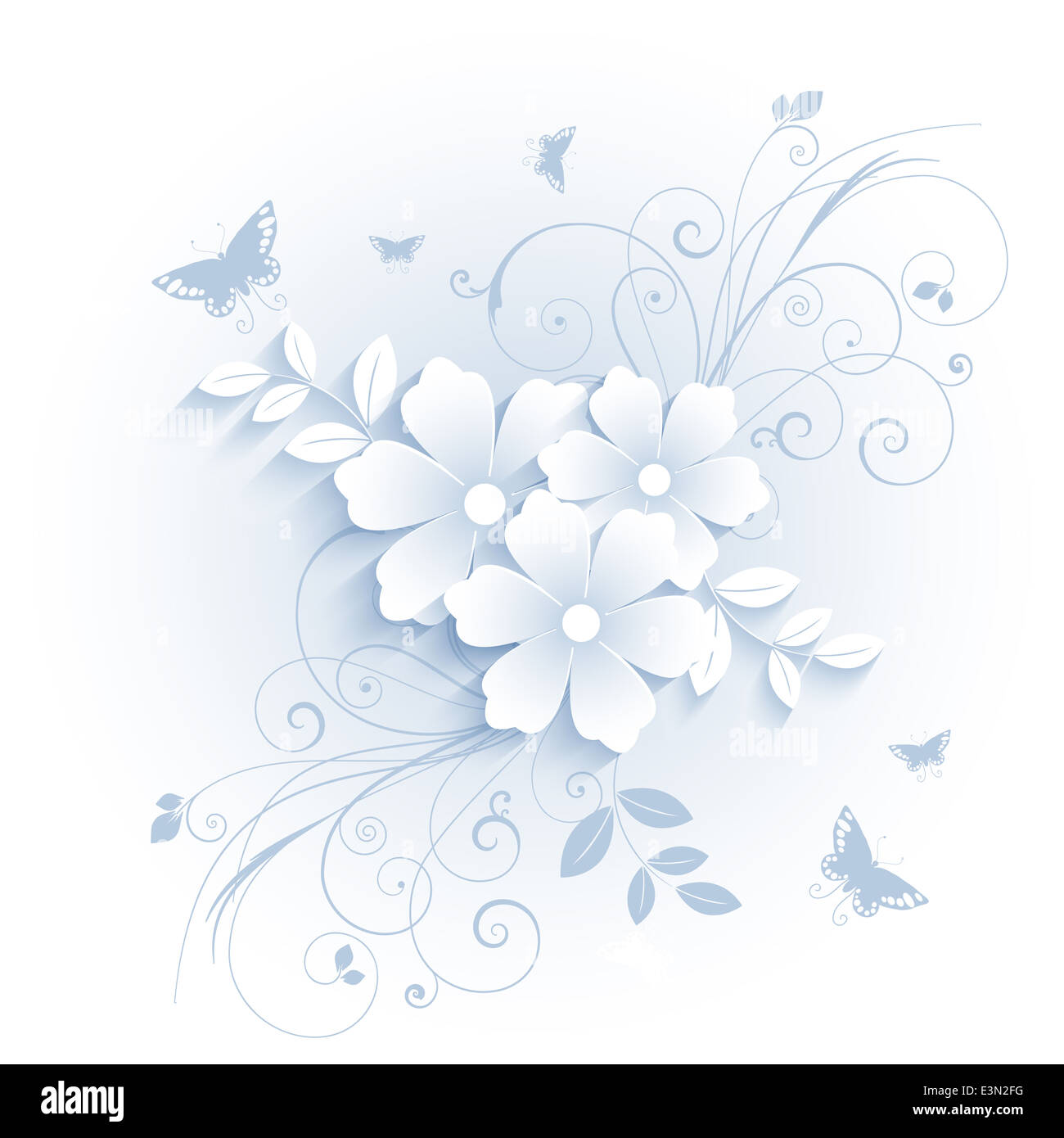Abstract background with a floral design with butterflies Stock Photo ...