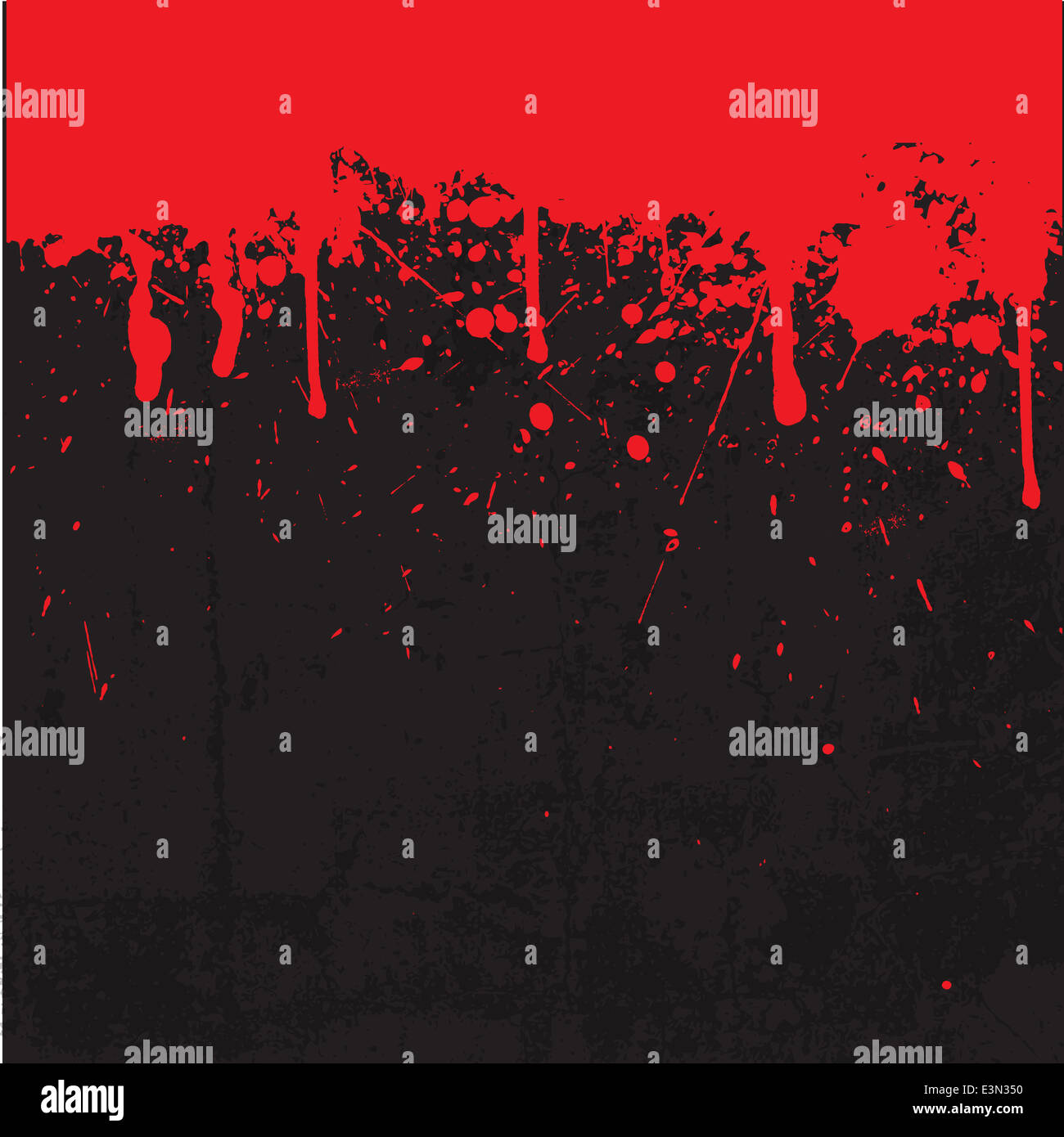 Grunge style Halloween background with blood splats and drips Stock Photo