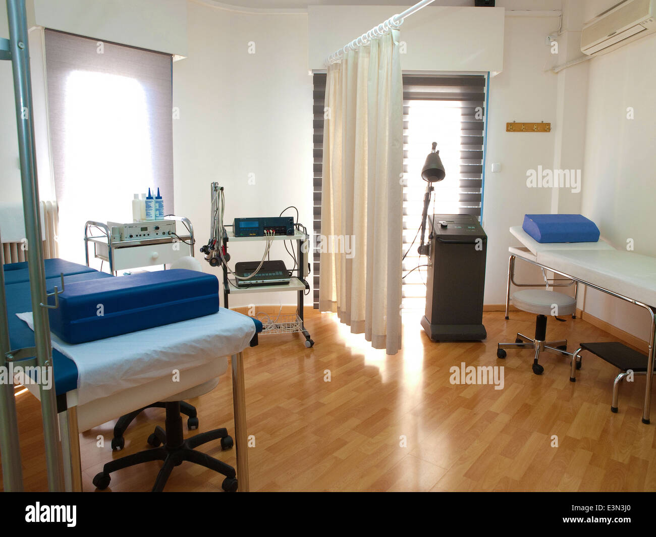 Physical therapy (physiotherapy) room with equipment Stock Photo