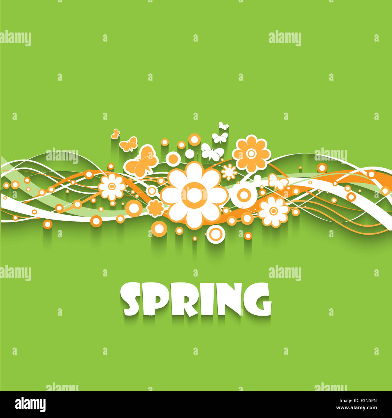 Spring background with flowers and butterflies Stock Photo - Alamy