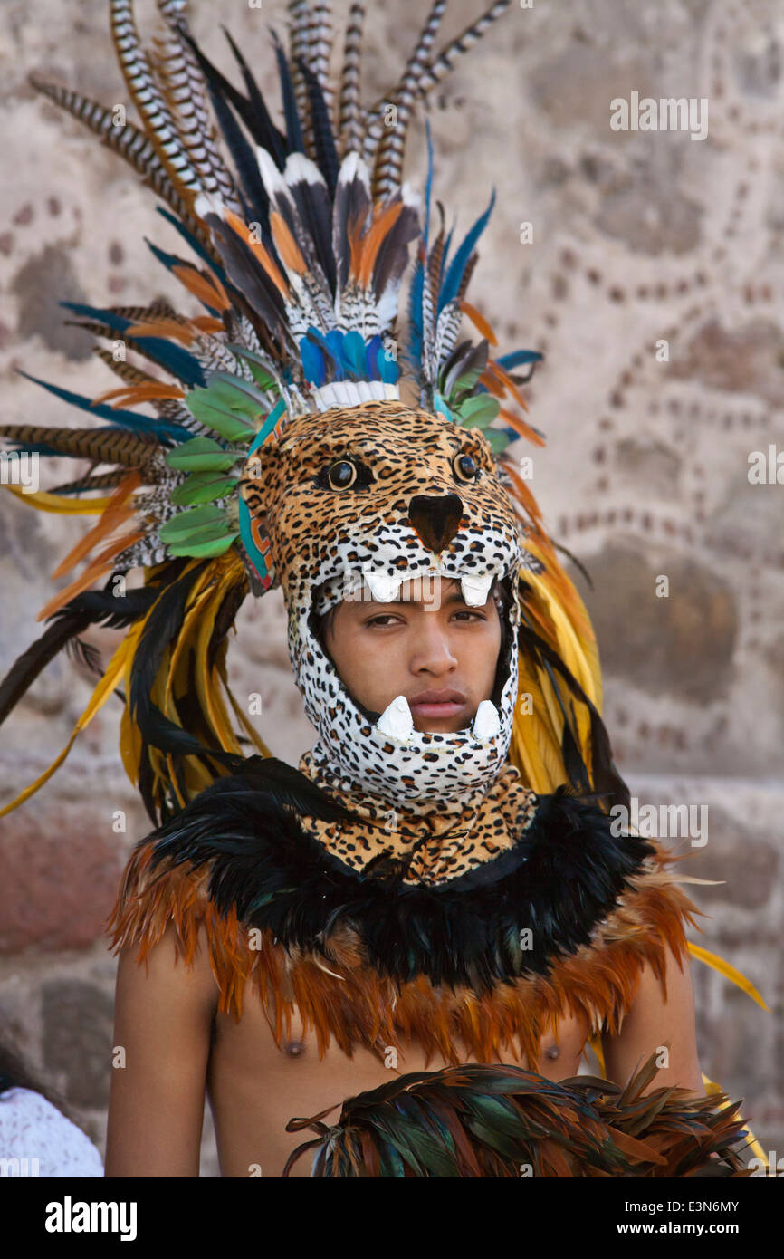 DANCE TROUPES from all over MEXICO parade through the streets of San Miguel Arcangel, the patron saint of SAN MIGUEL DE ALLENDE Stock Photo