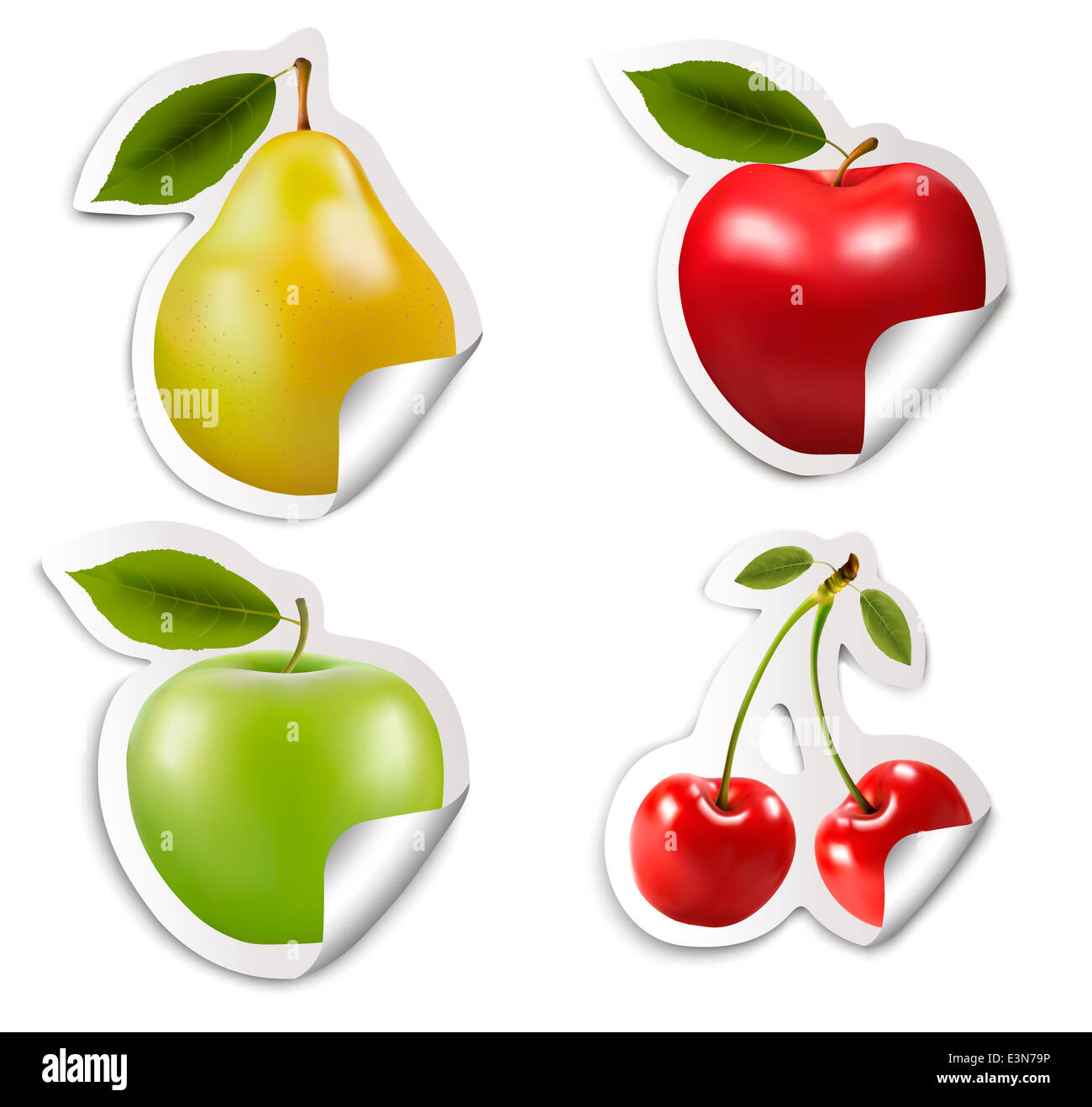 Set of flat fruit stickers. Vector Stock Photo - Alamy