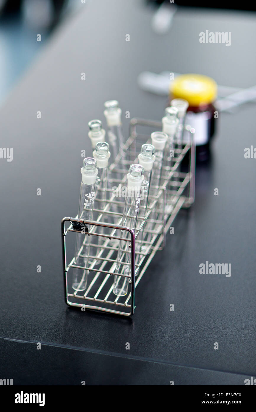 Empty glass Test tubes in a laboratory Stock Photo