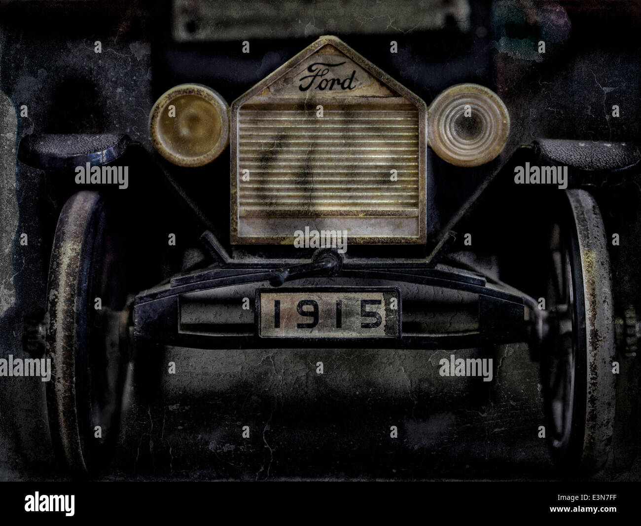 Ford Model T toy car. Painterly and grunge effect image of a Ford Model T toy car. Stock Photo