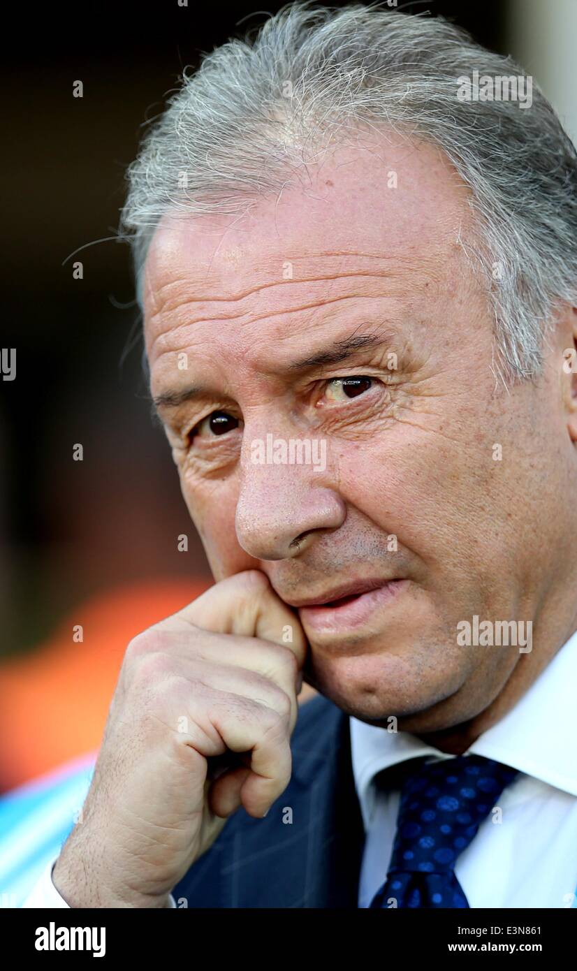 Cuiaba, Brazil. 24th June, 2014. Japan's coach Alberto Zaccheroni reacts before a Group C match between Japan and Colombia of 2014 FIFA World Cup at the Arena Pantanal Stadium in Cuiaba, Brazil, June 24, 2014. © Li Ming/Xinhua/Alamy Live News Stock Photo