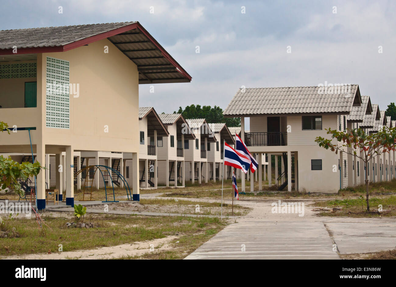 Unoccupied housing in the village of Ben Lion on KOH PHRA THONG ISLAND built after the 2004