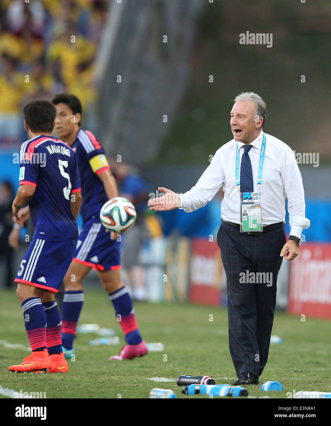 Cuiaba, Brazil. 24th June, 2014. Japan's coach Alberto Zaccheroni reacts during a Group C match between Japan and Colombia of 2014 FIFA World Cup at the Arena Pantanal Stadium in Cuiaba, Brazil, June 24, 2014. © Li Ming/Xinhua/Alamy Live News Stock Photo