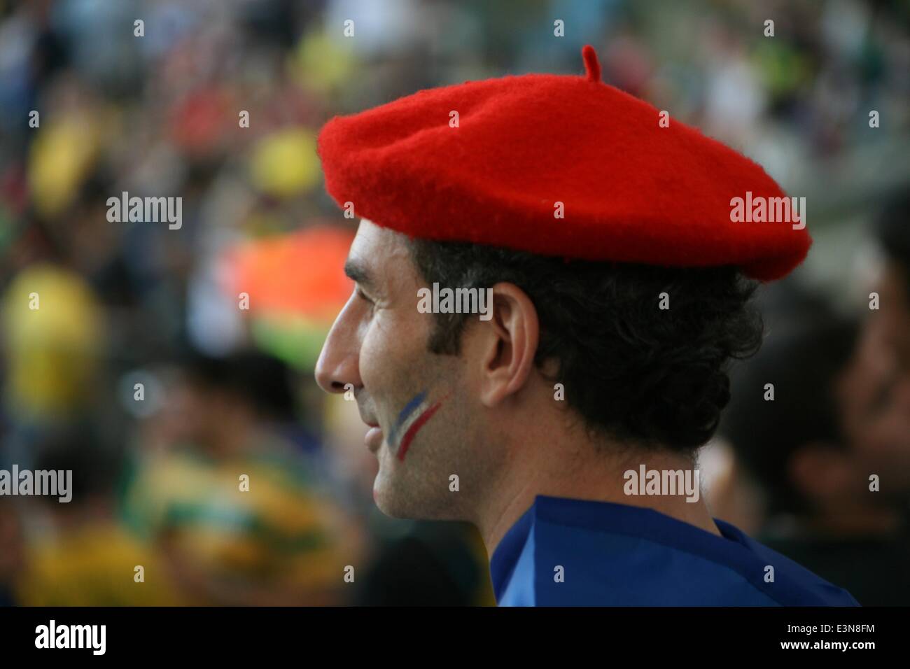 Rio de Janeiro, Brazil. 25th June, 2014. 2014 FIFA World Cup Brazil. French fan at Maracanã in the match against Ecuador. Final score 0-0, thus qualifying France as first in its group for the round of 16. Rio de Janeiro, Brazil, 25th June, 2014. Credit:  Maria Adelaide Silva/Alamy Live News Stock Photo