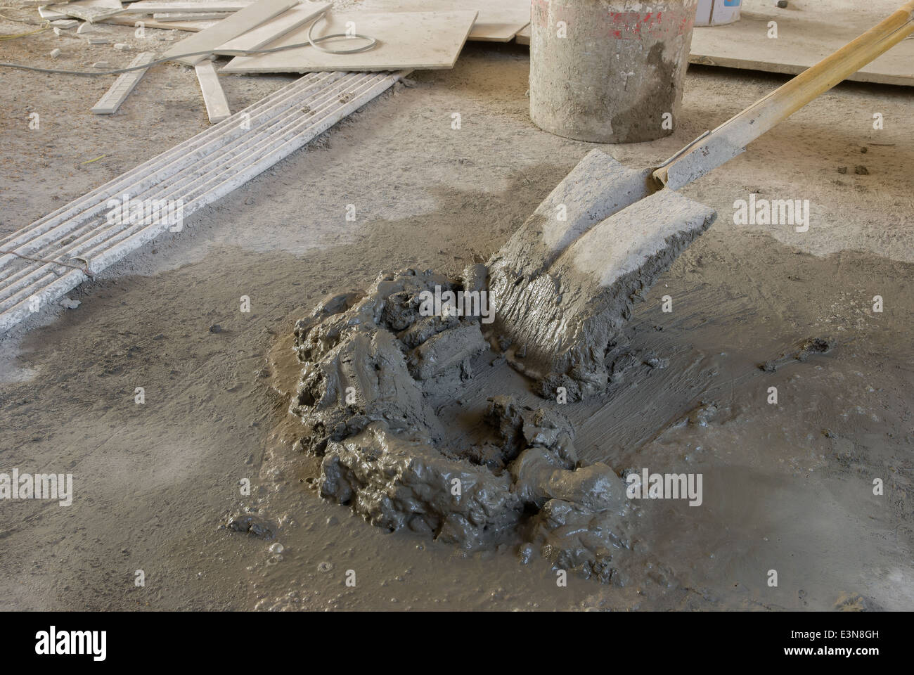cement mortar in an apartment under construction Stock Photo Alamy