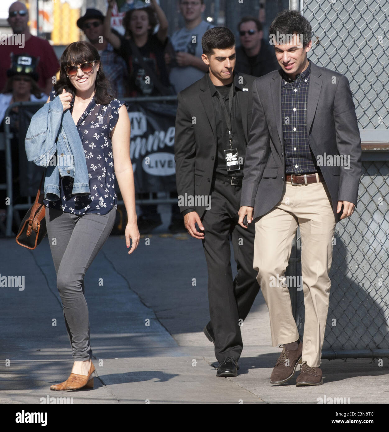 Hollywood, California, USA. 25th June, 2014. Comedy Central Prankster Nathan Fielder arrives for a taping of Jimmy Kimmel Live! on Wednesday afternoon at the El Capitan Theatre in Hollywood. Fielder made national news for opening up a coffee shop in Los Angeles he called ''Dumb Starbucks Coffee, '' in February of 2014. Los Angeles health inspectors closed the store before the original Starbucks could force closure with a court order. Credit:  David Bro/ZUMAPRESS.com/Alamy Live News Stock Photo